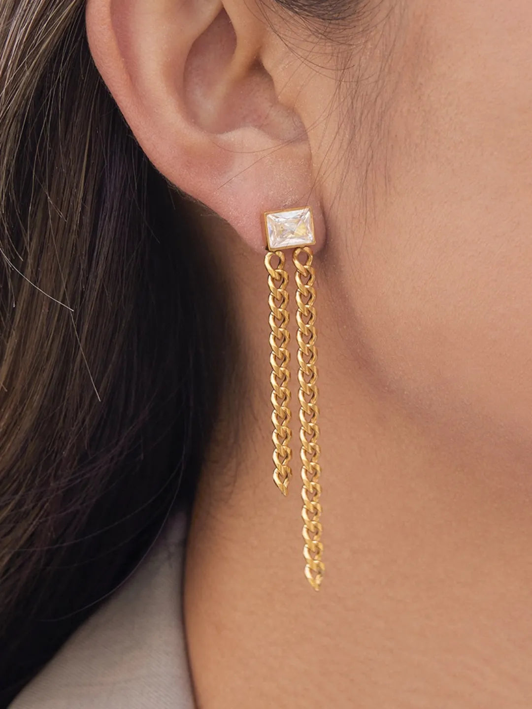 ZIRCON TASSEL EARRINGS