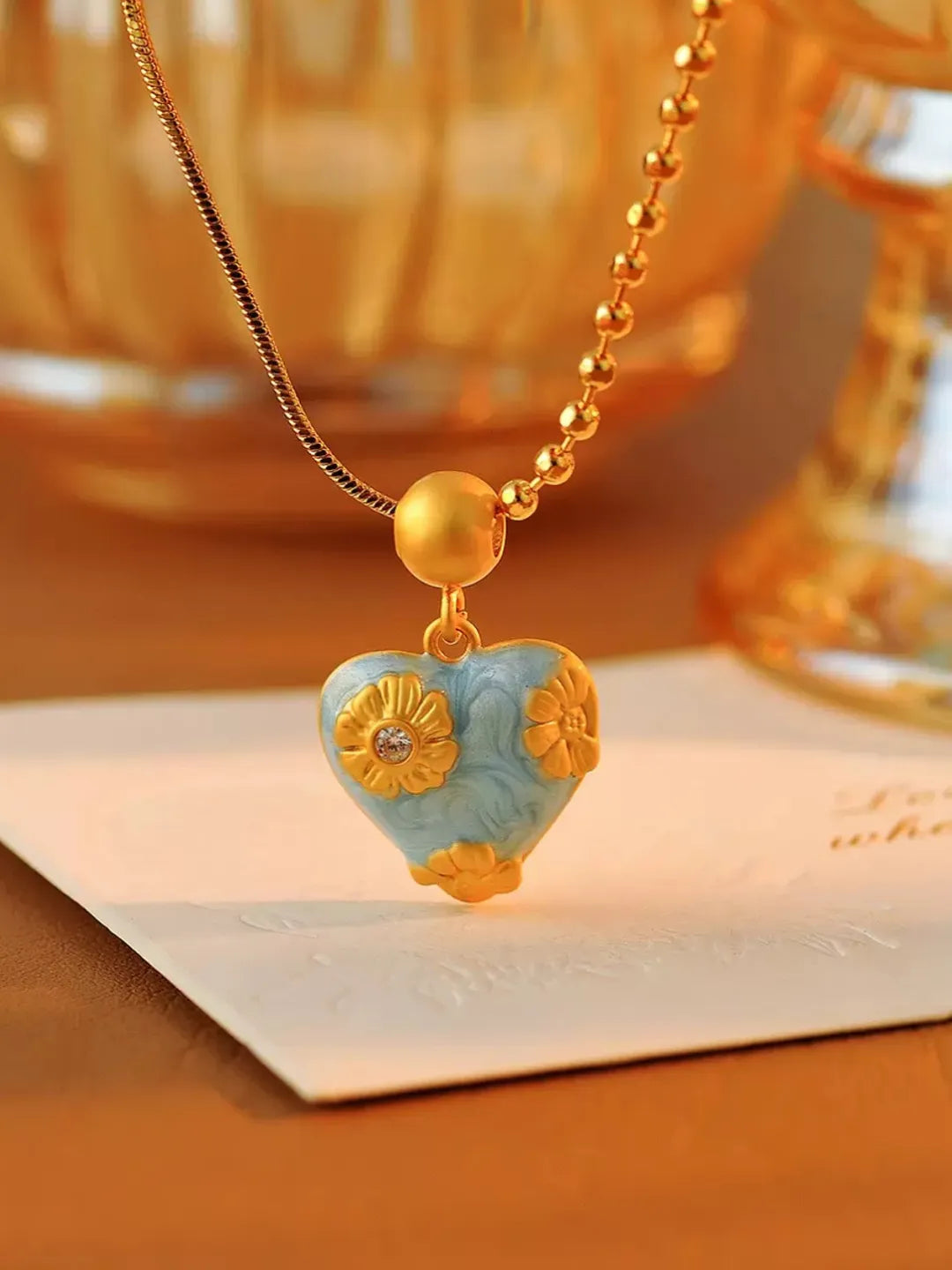 SKY BLUE CARVED NECKLACE