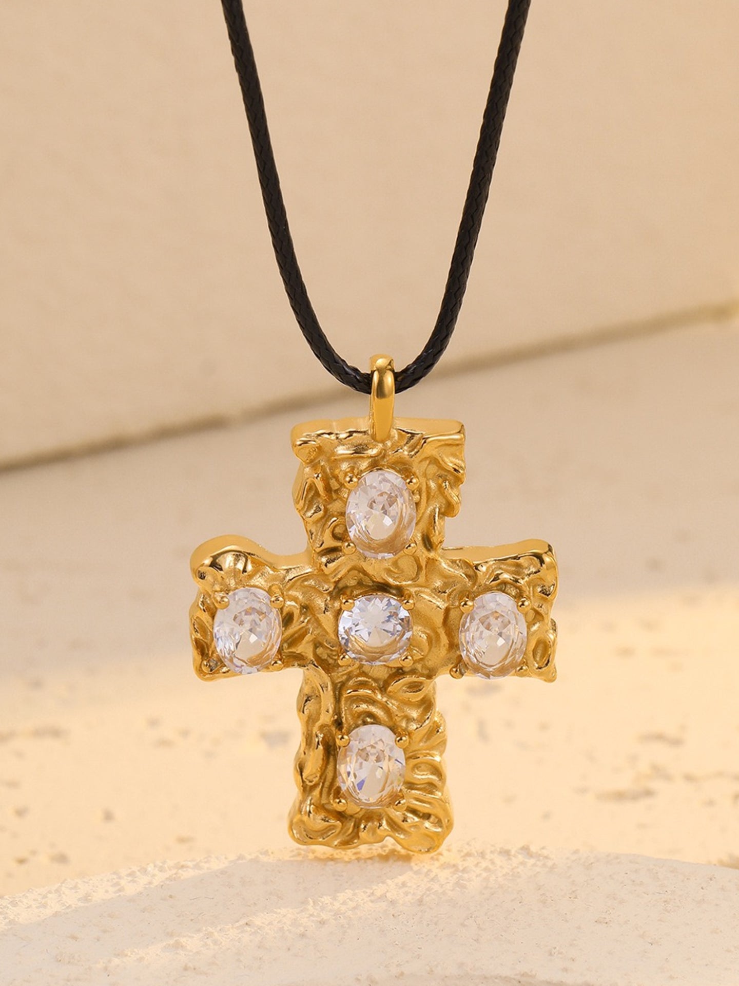 LEATHER ROPE CROSS NECKLACE