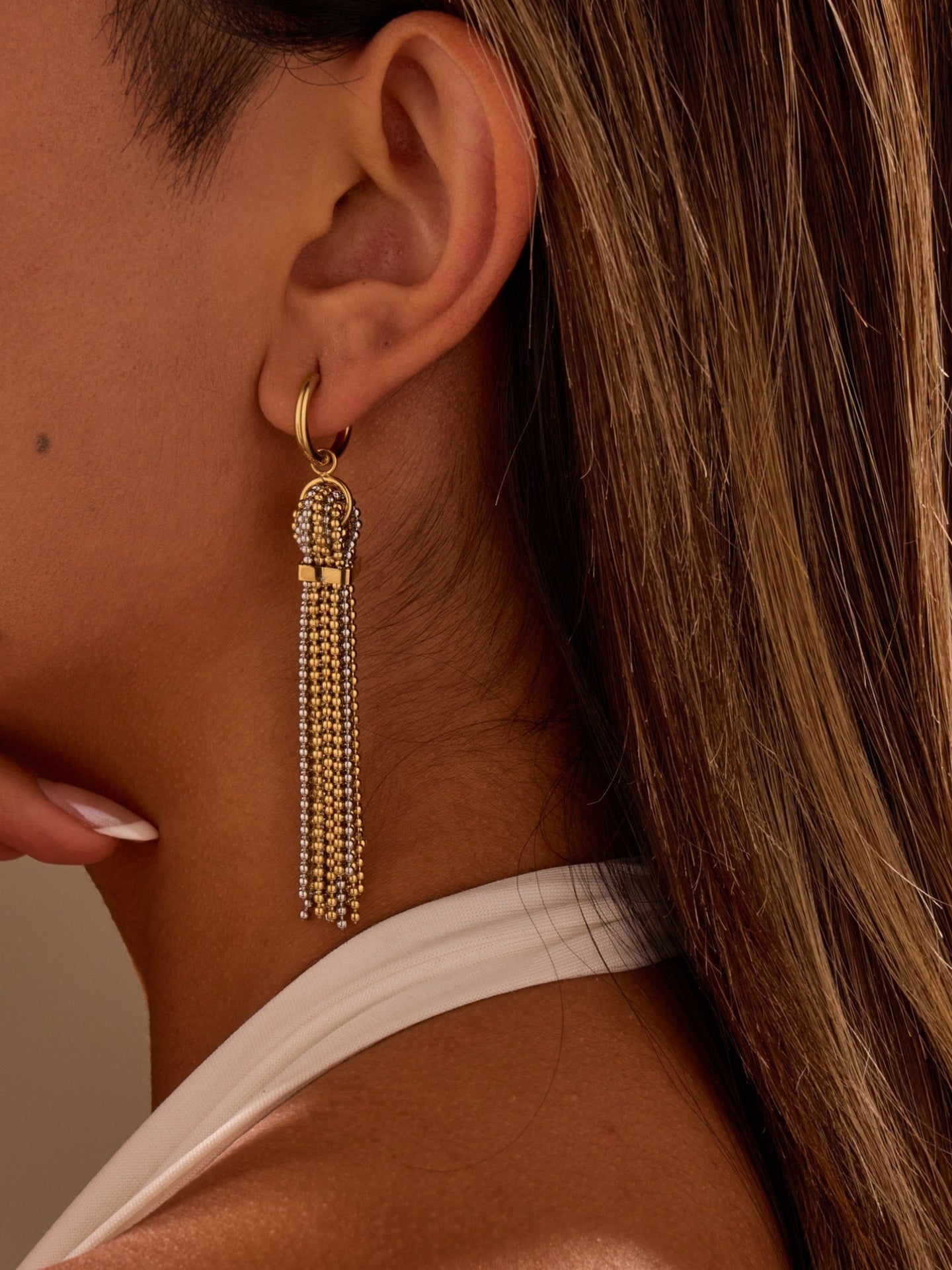 BALL DROP FRINGE EARRINGS