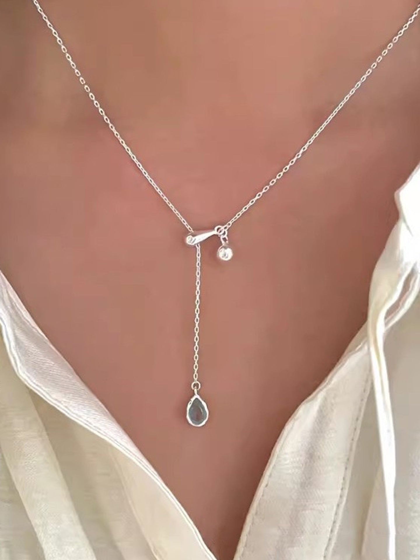 ICE BLUE DROP NECKLACE