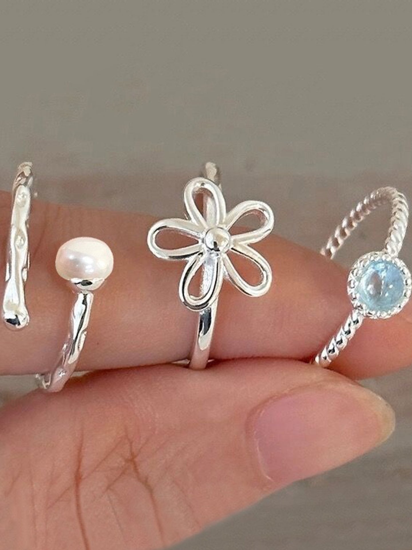 FLORAL PEARL RING SET
