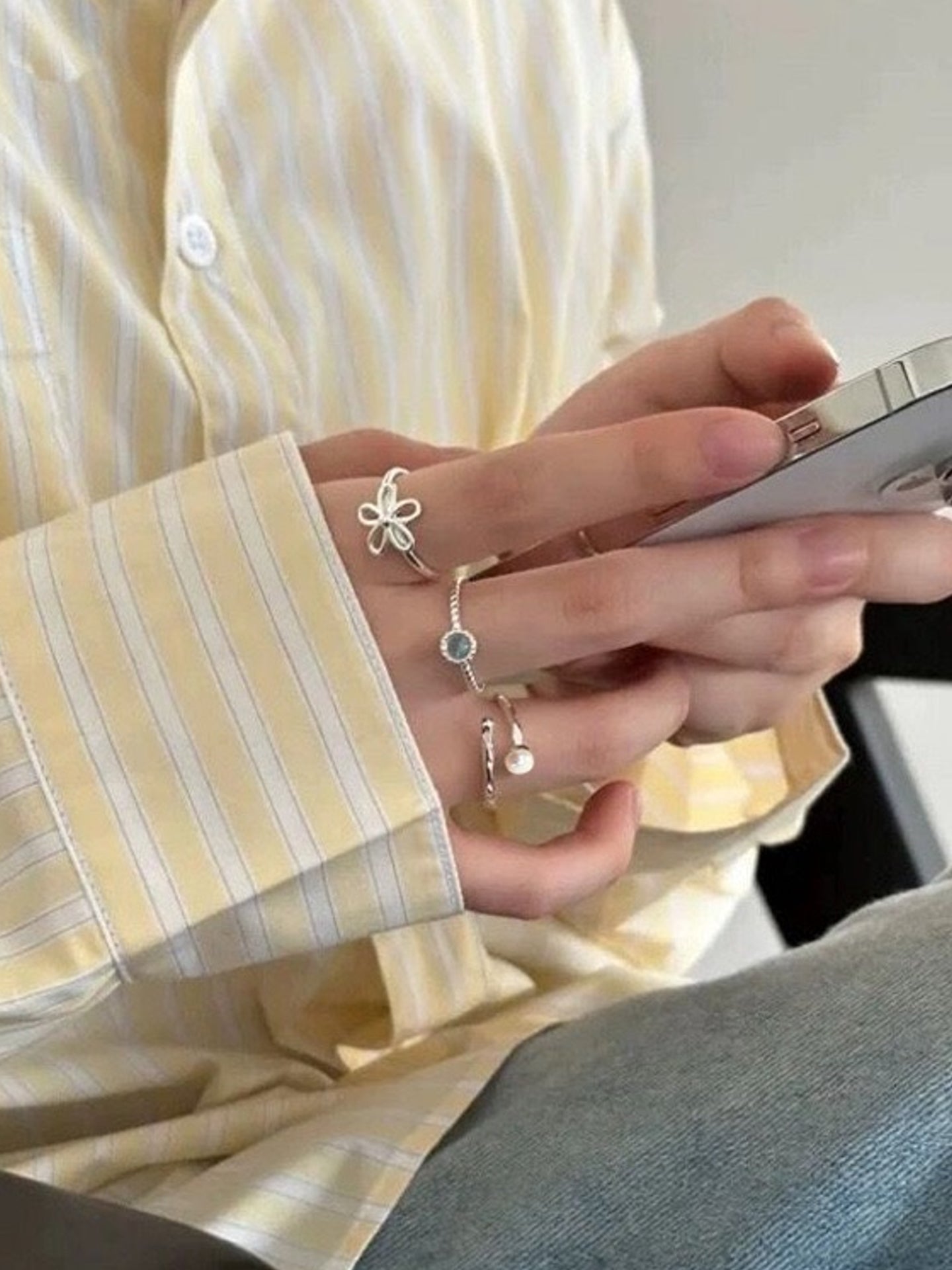 FLORAL PEARL RING SET