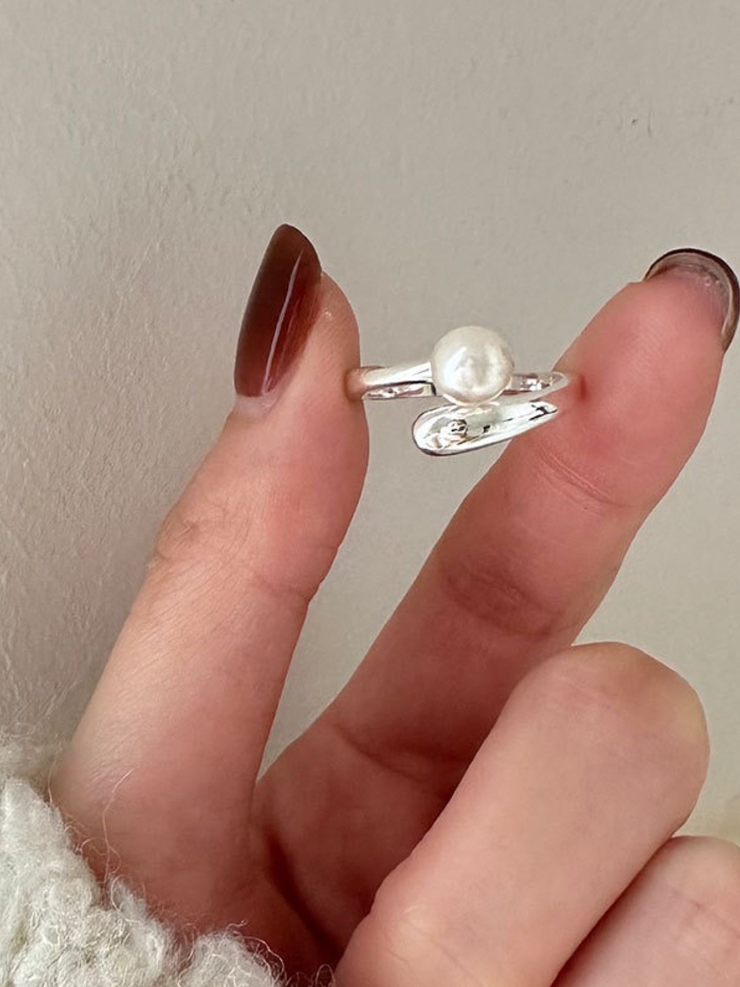 SILVER TIDE PEARL RING