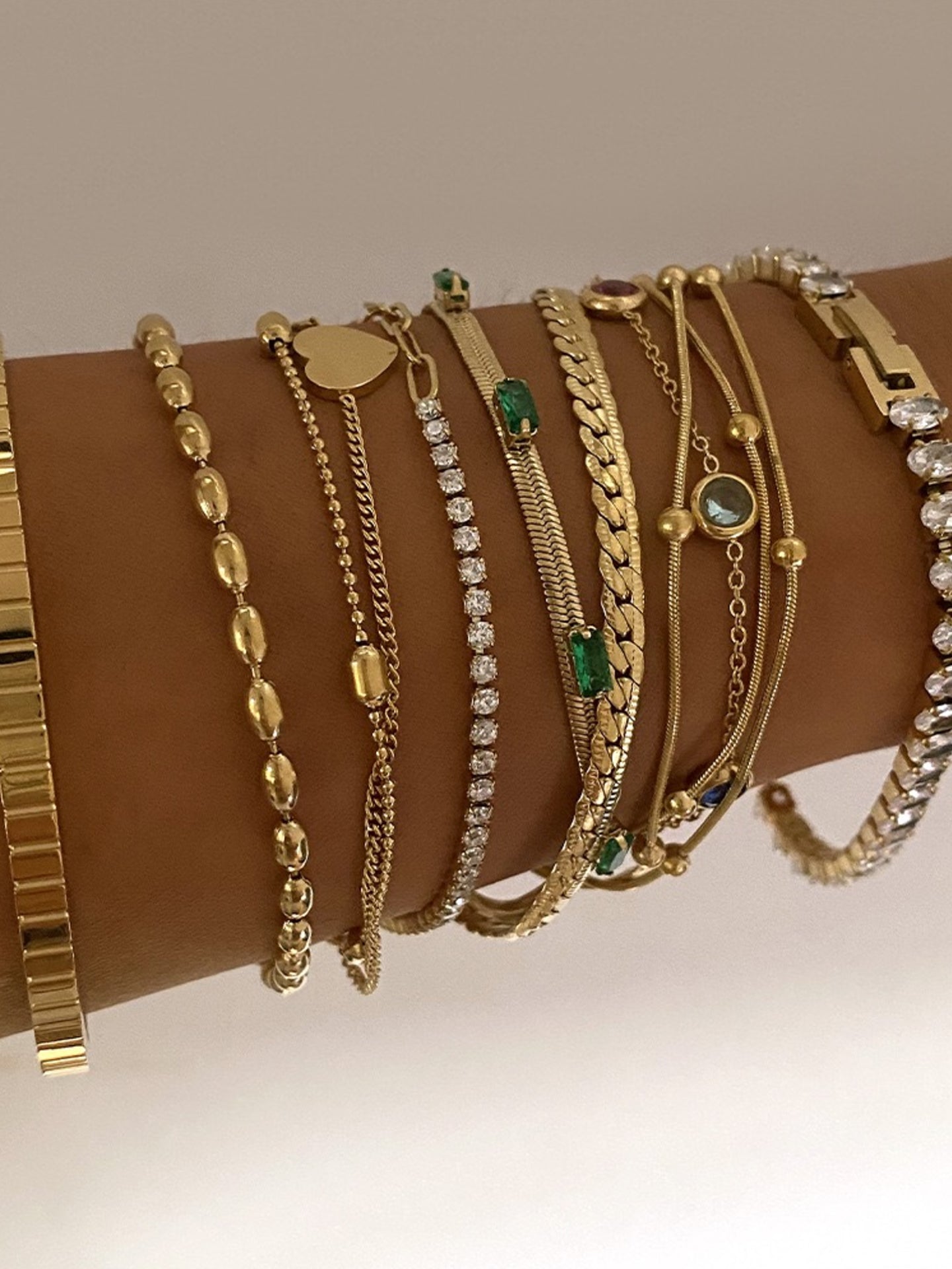 ZIRCON HEART BRACELET SET