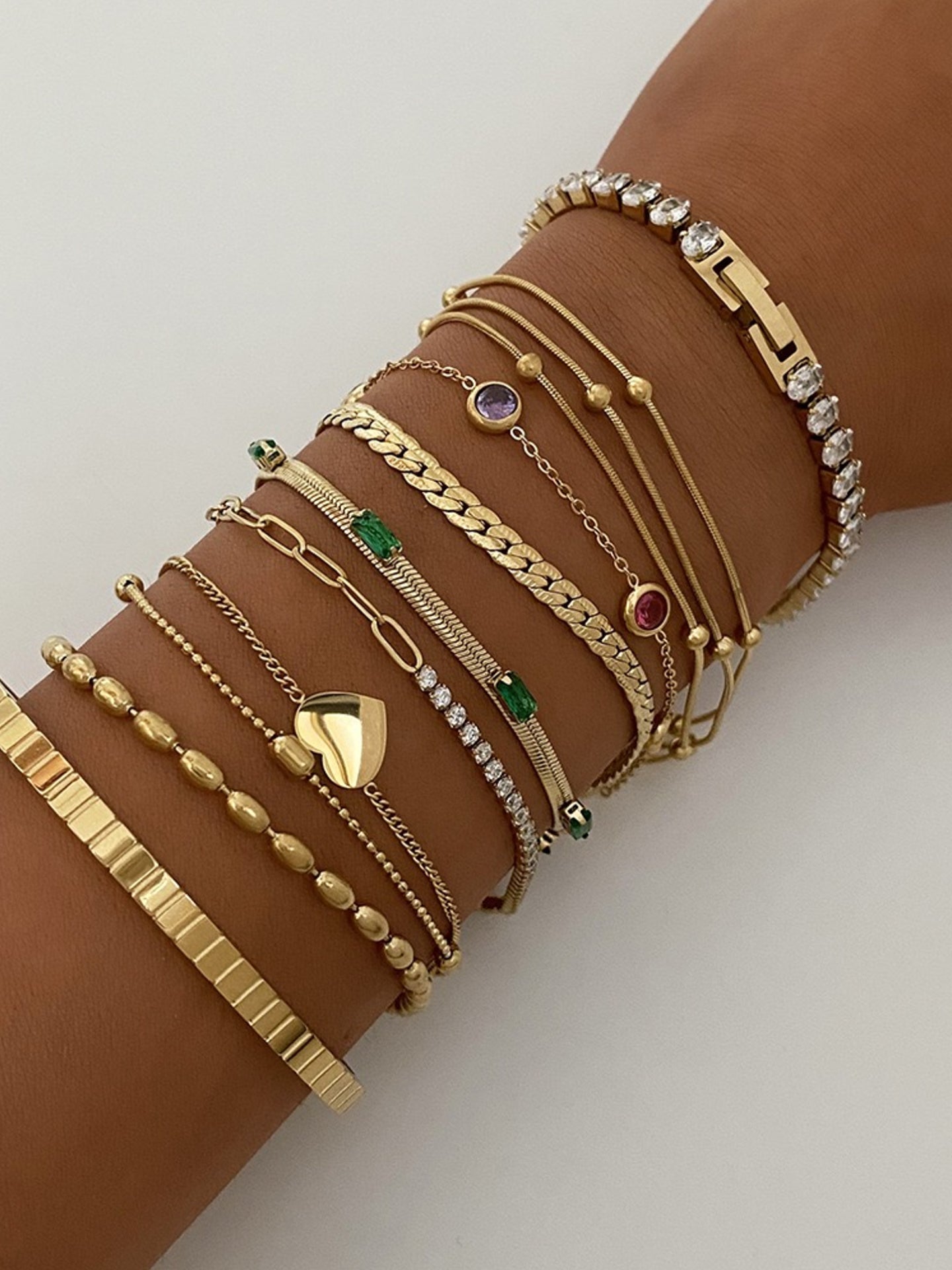 ZIRCON HEART BRACELET SET