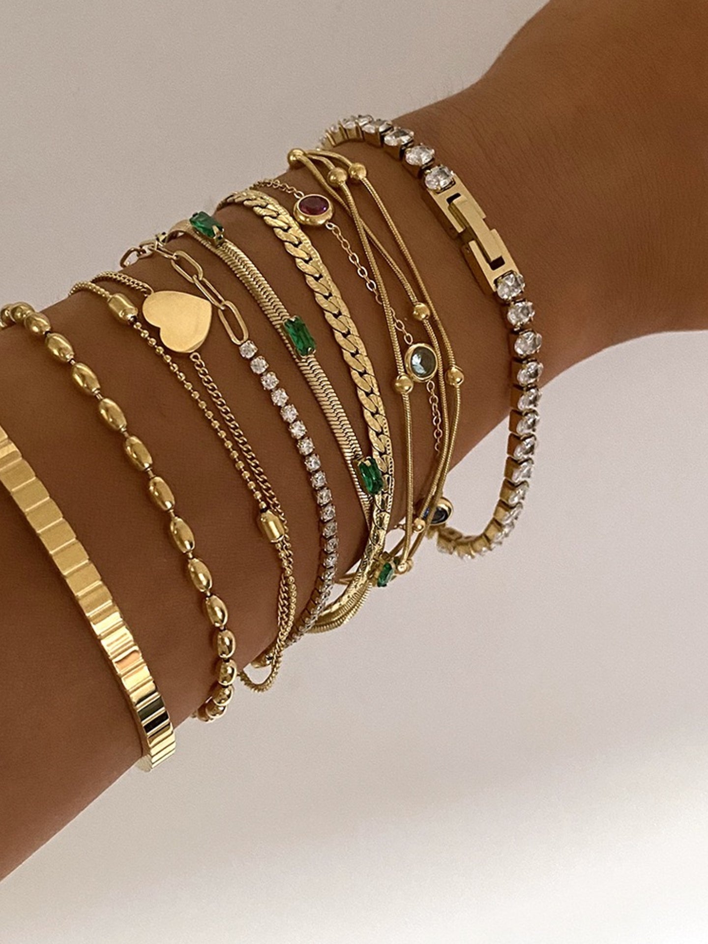 ZIRCON HEART BRACELET SET