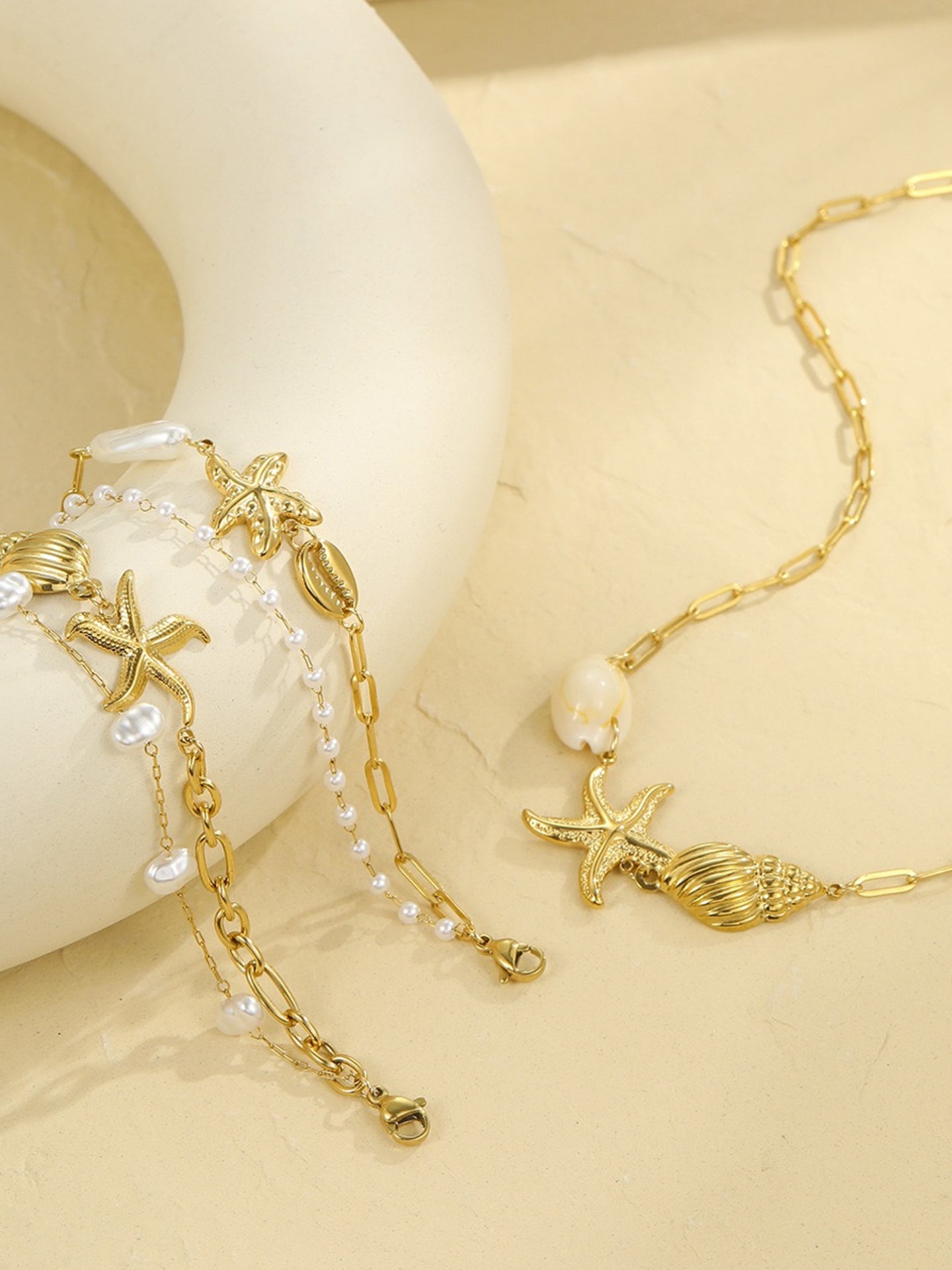 STARFISH SHELL PEARL NECKLACE