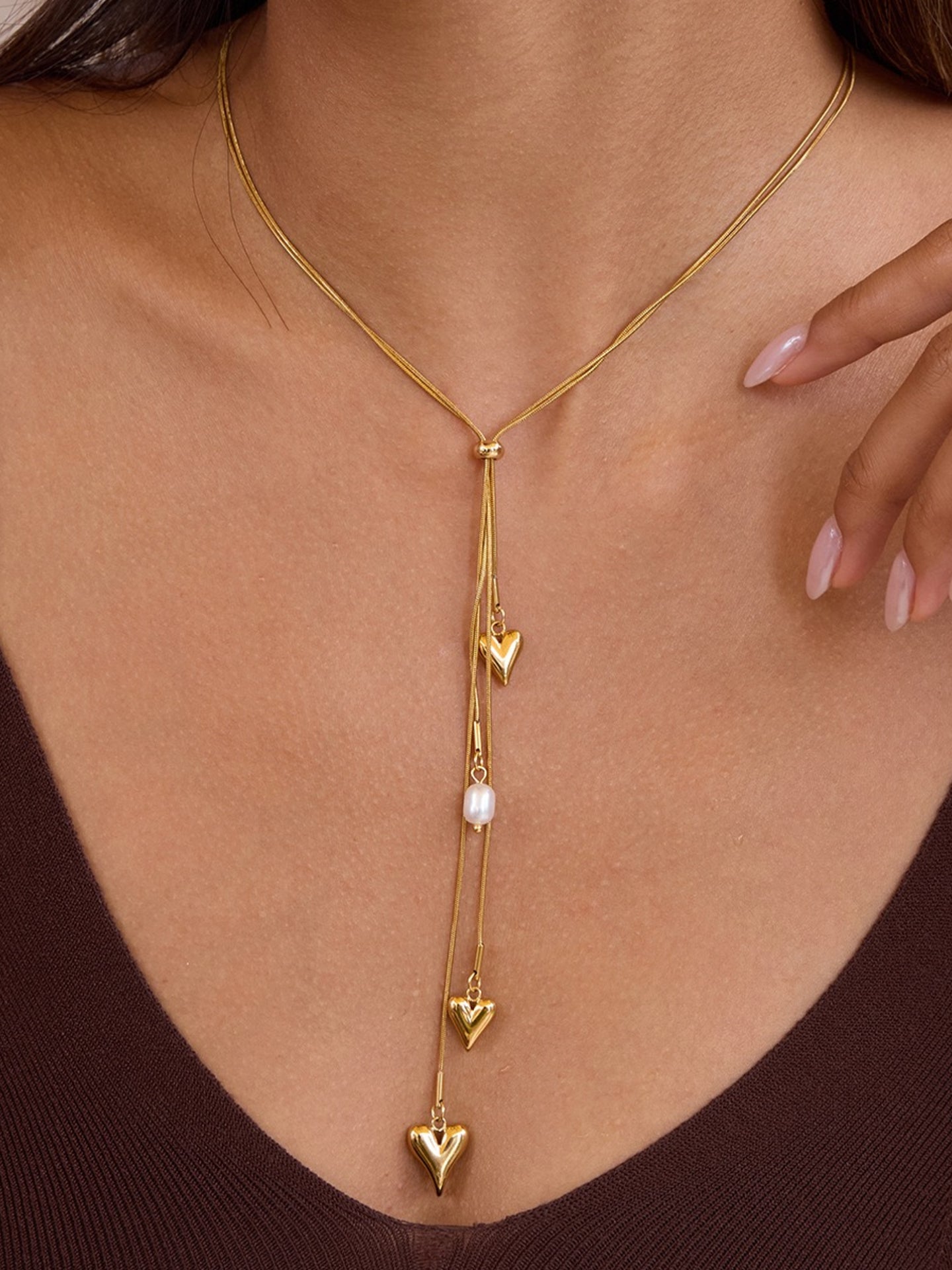 HEART FRINGE Y-NECKLACE