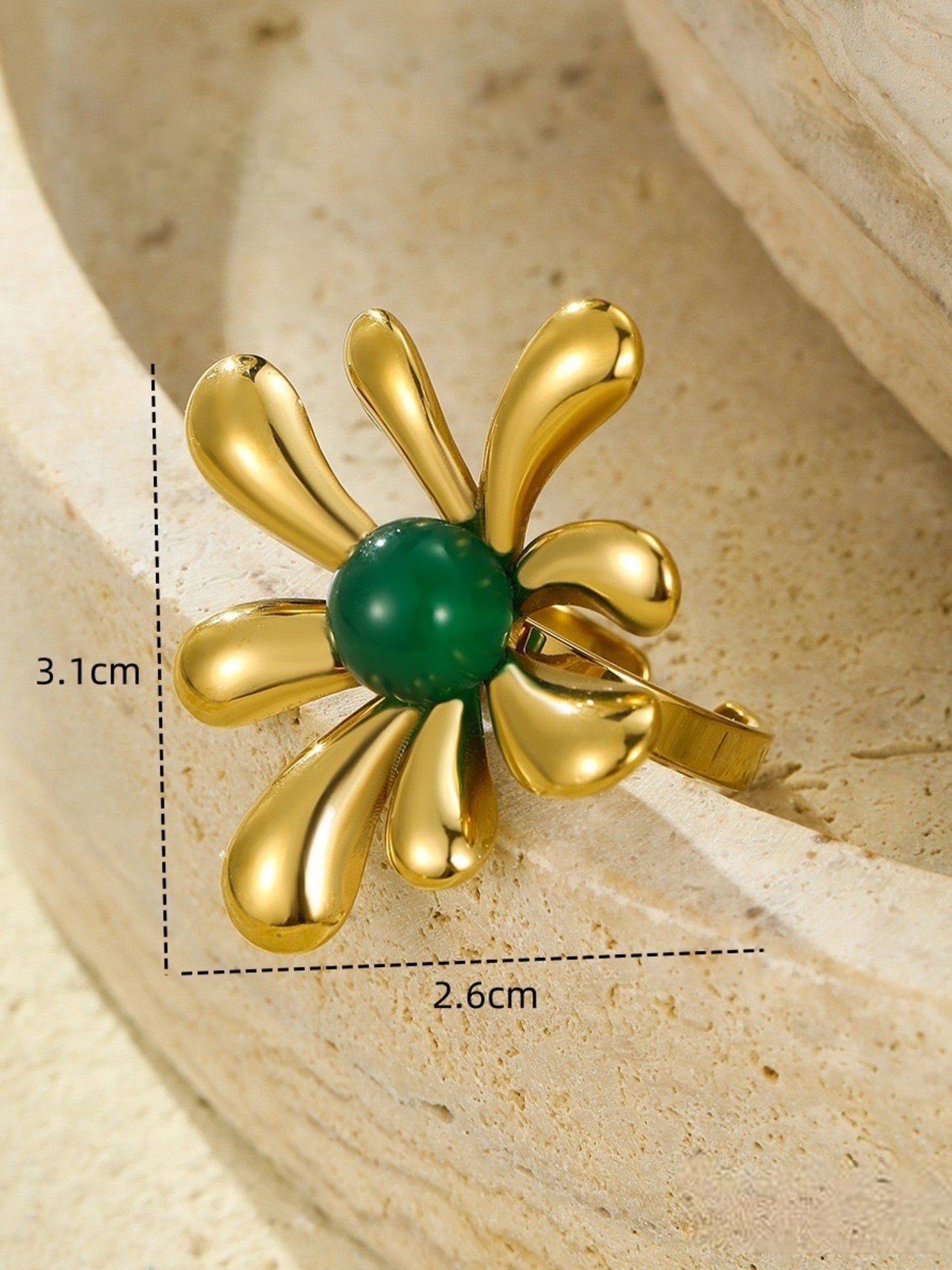 GEMSTONE PETAL RING