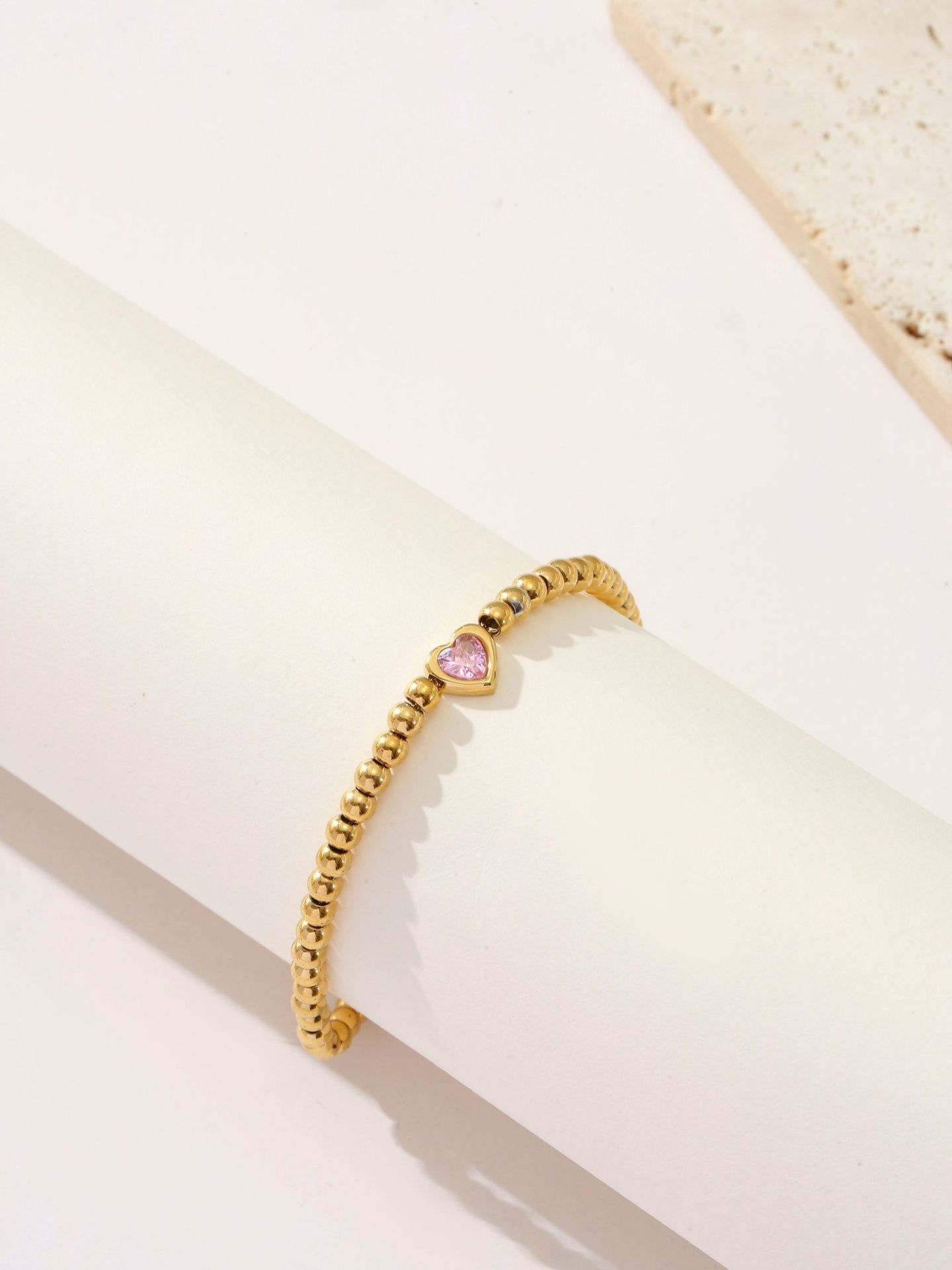 GOLD PEARL HEART BRACELET