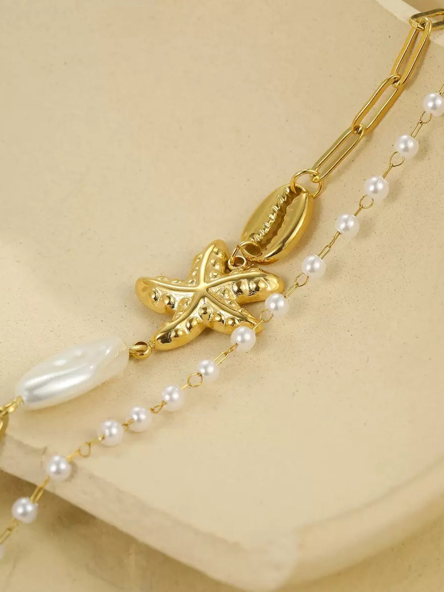STARFISH SHELL PEARL NECKLACE