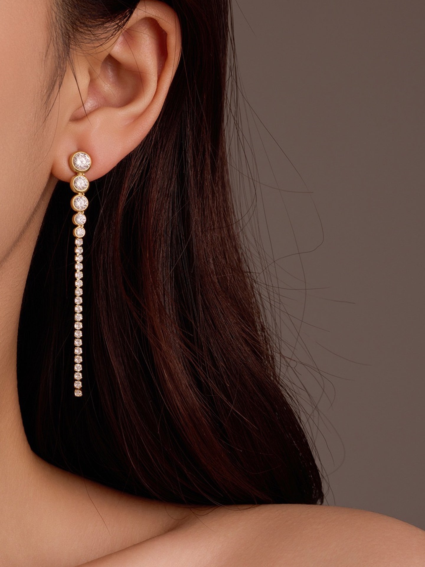 ZIRCON FRINGE EARRINGS