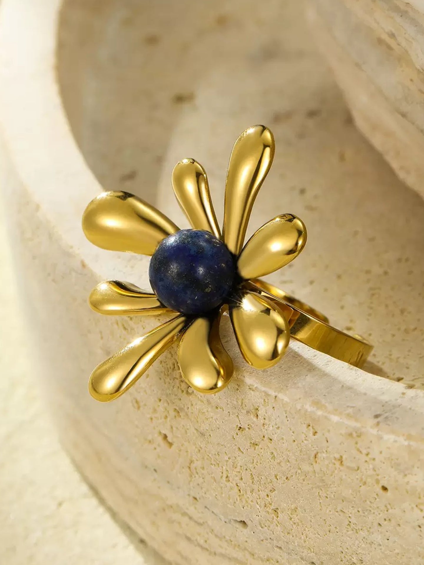 GEMSTONE PETAL RING