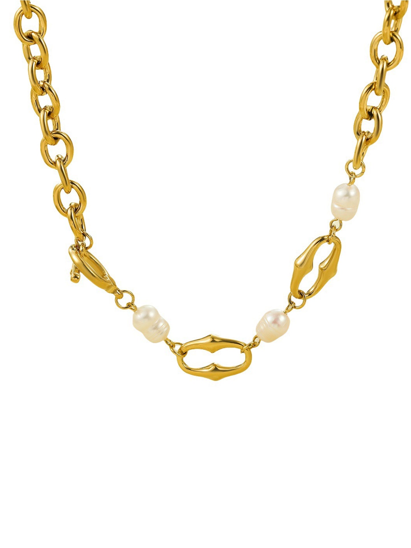 GEOMETRIC SHELL PEARL NECKLACE