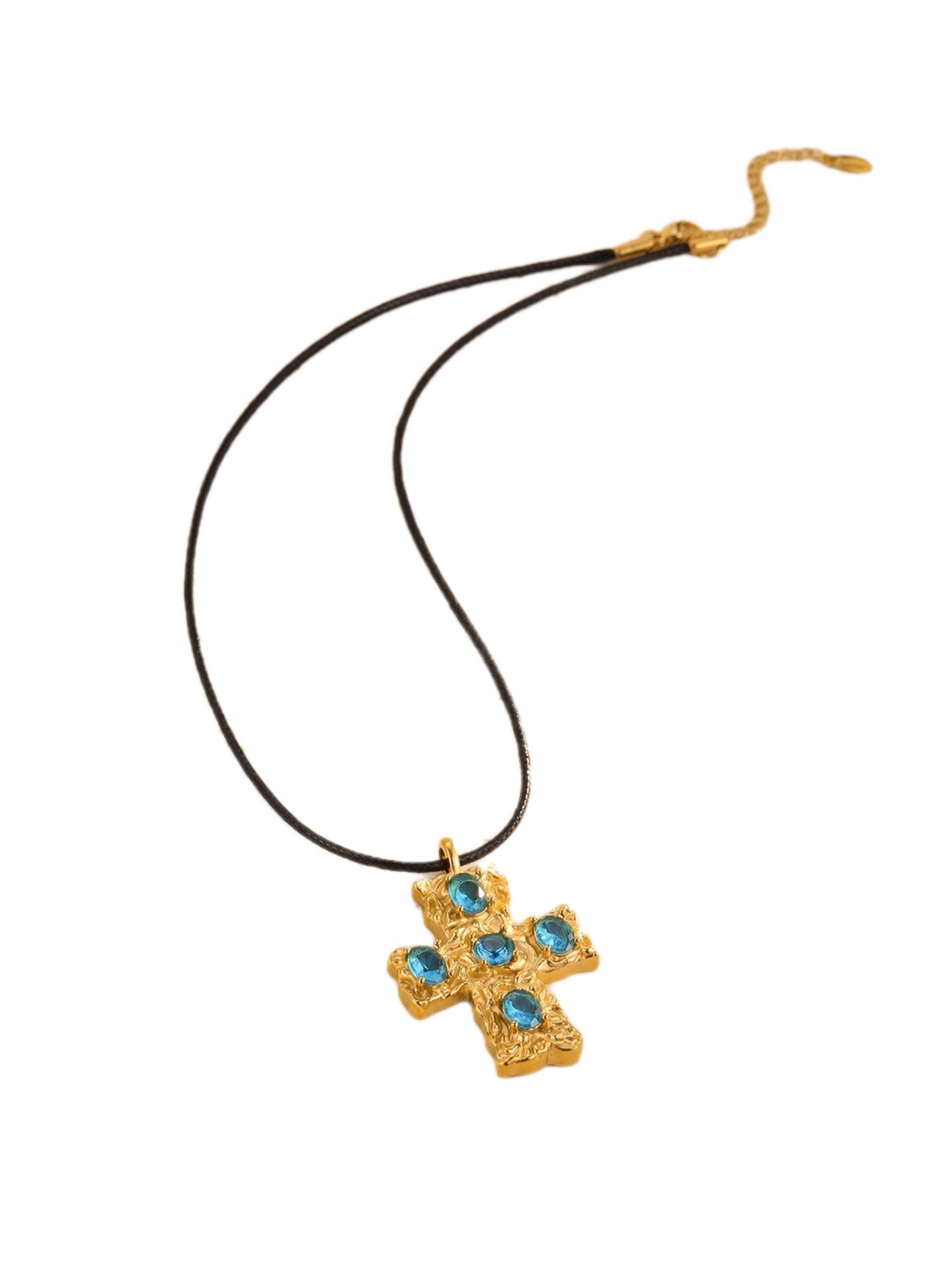 LEATHER ROPE CROSS NECKLACE