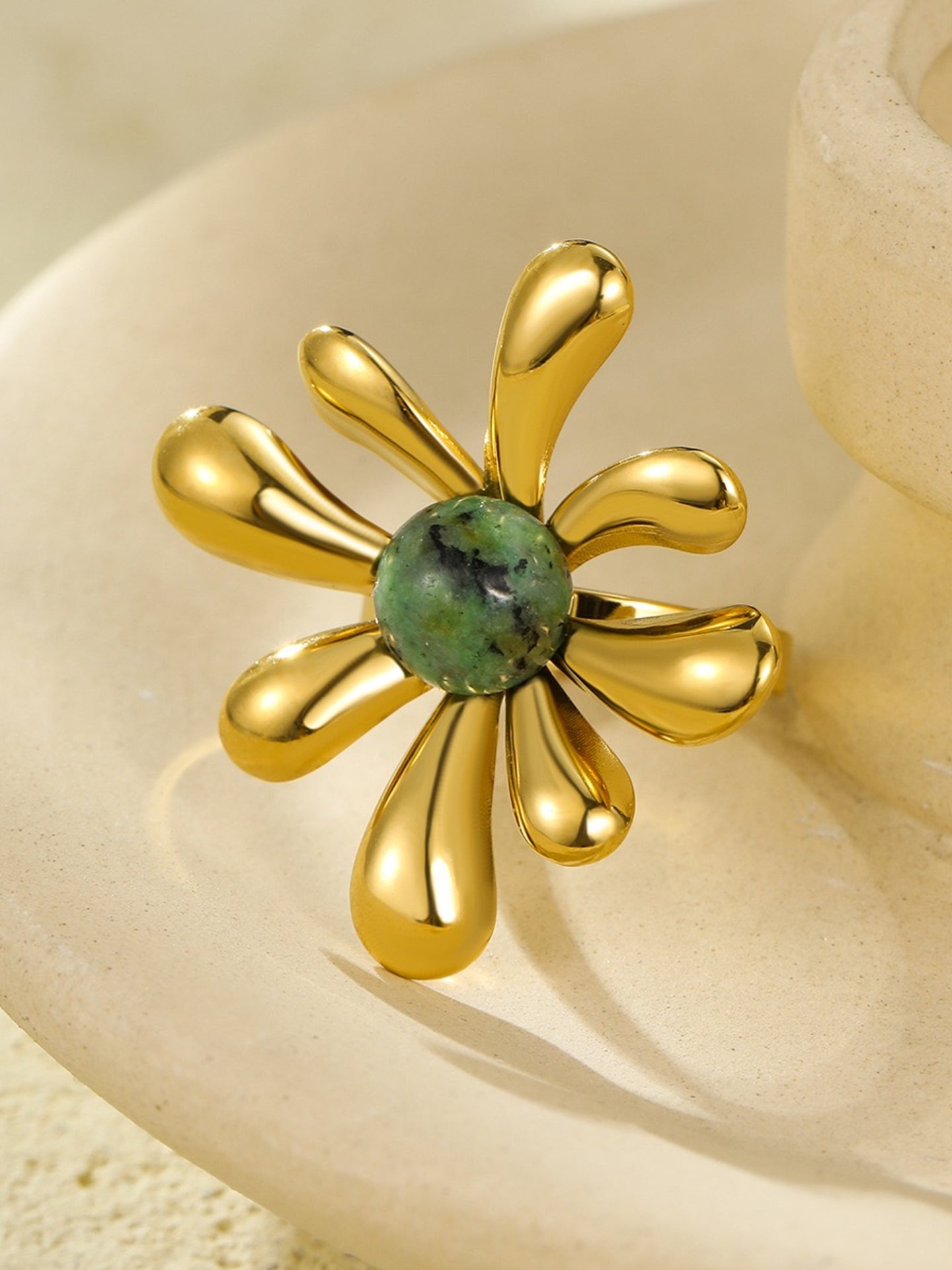 GEMSTONE PETAL RING