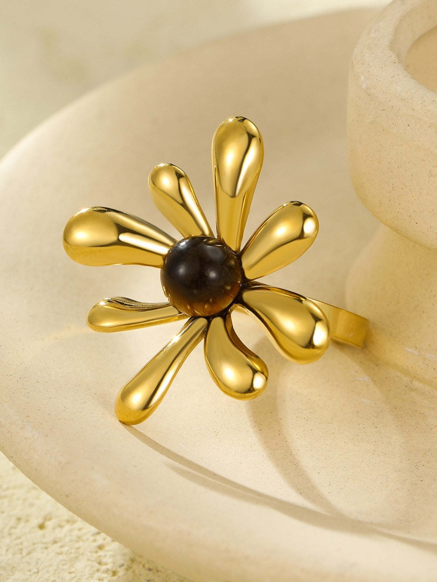 GEMSTONE PETAL RING