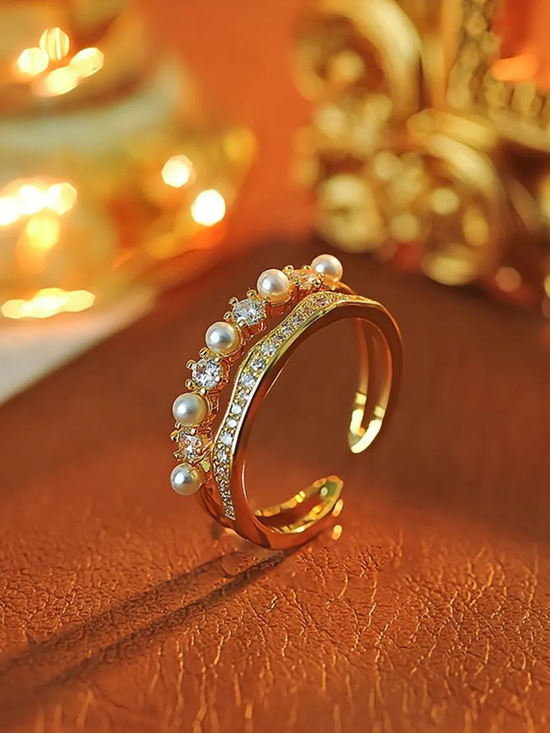 ZIRCON PEARL OPEN RING