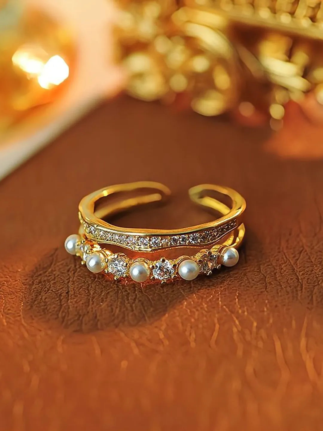 ZIRCON PEARL OPEN RING
