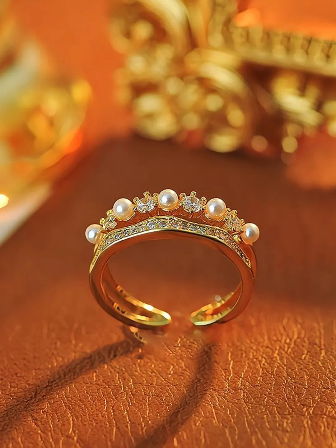 ZIRCON PEARL OPEN RING