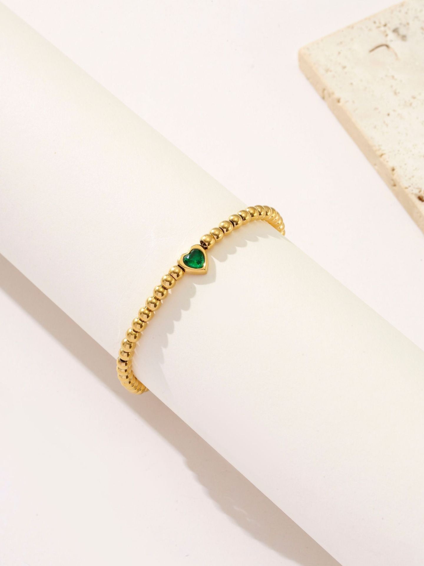 GOLD PEARL HEART BRACELET