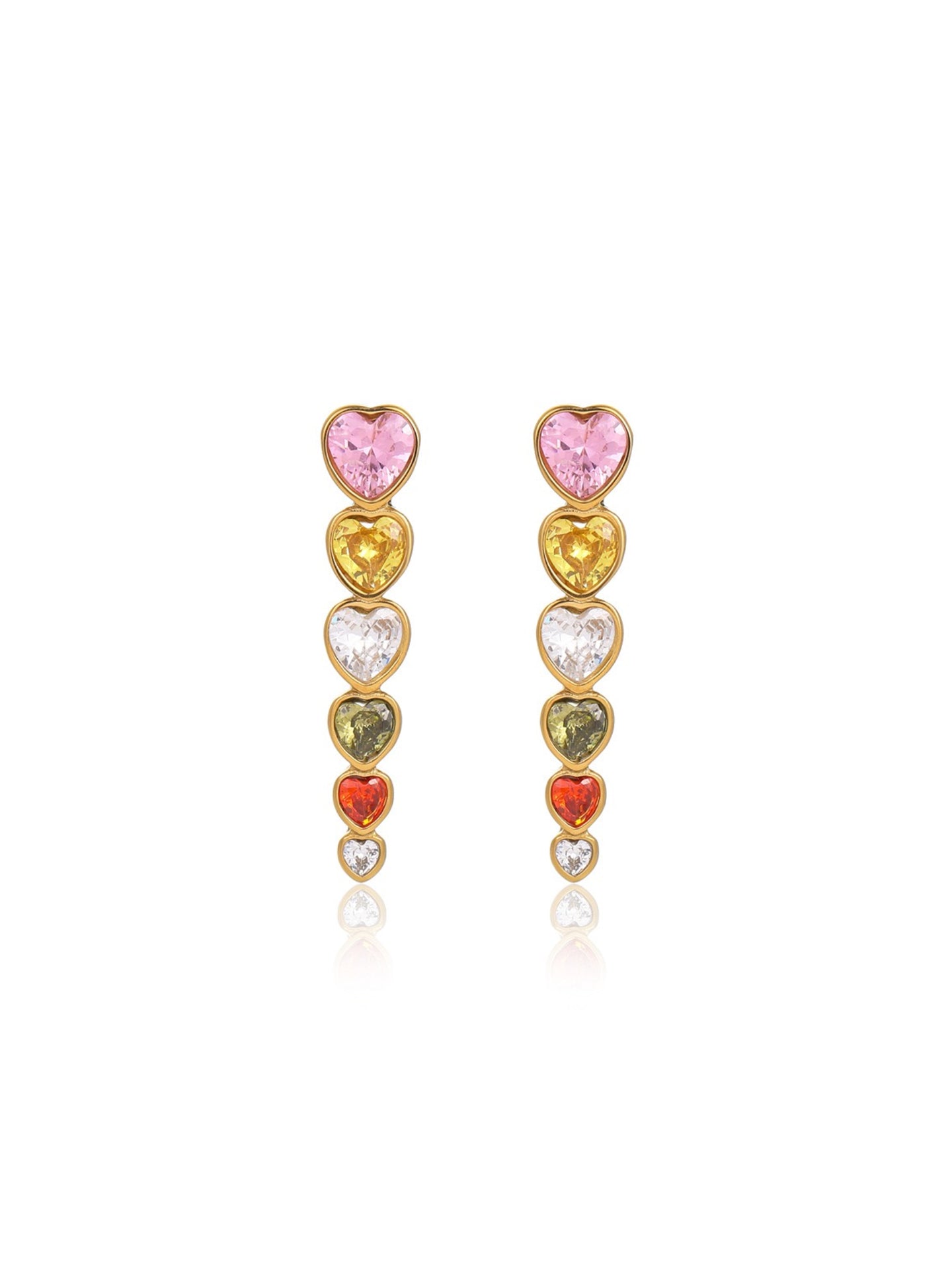 HEART ZIRCON FRINGE EARRINGS