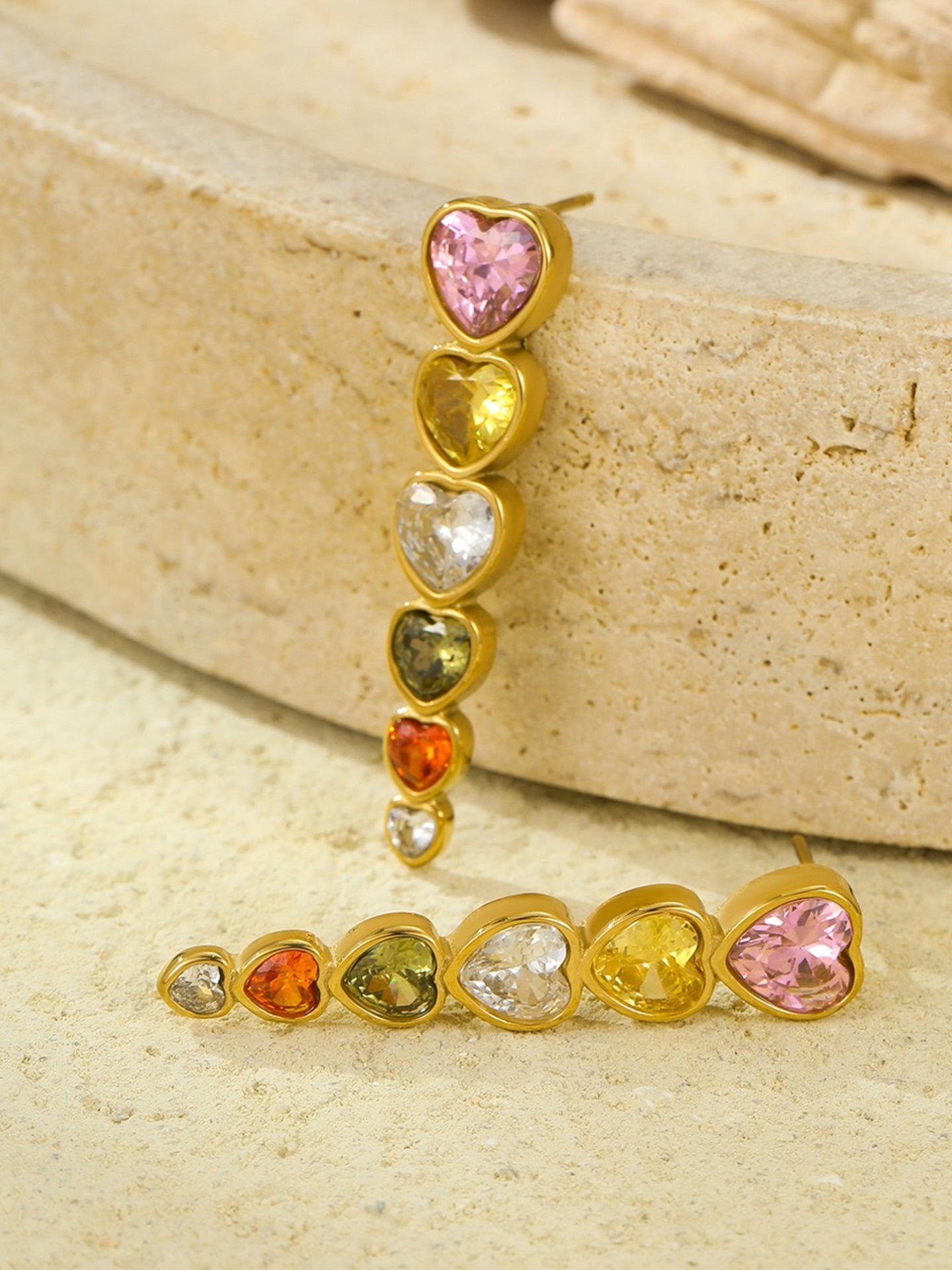 HEART ZIRCON FRINGE EARRINGS