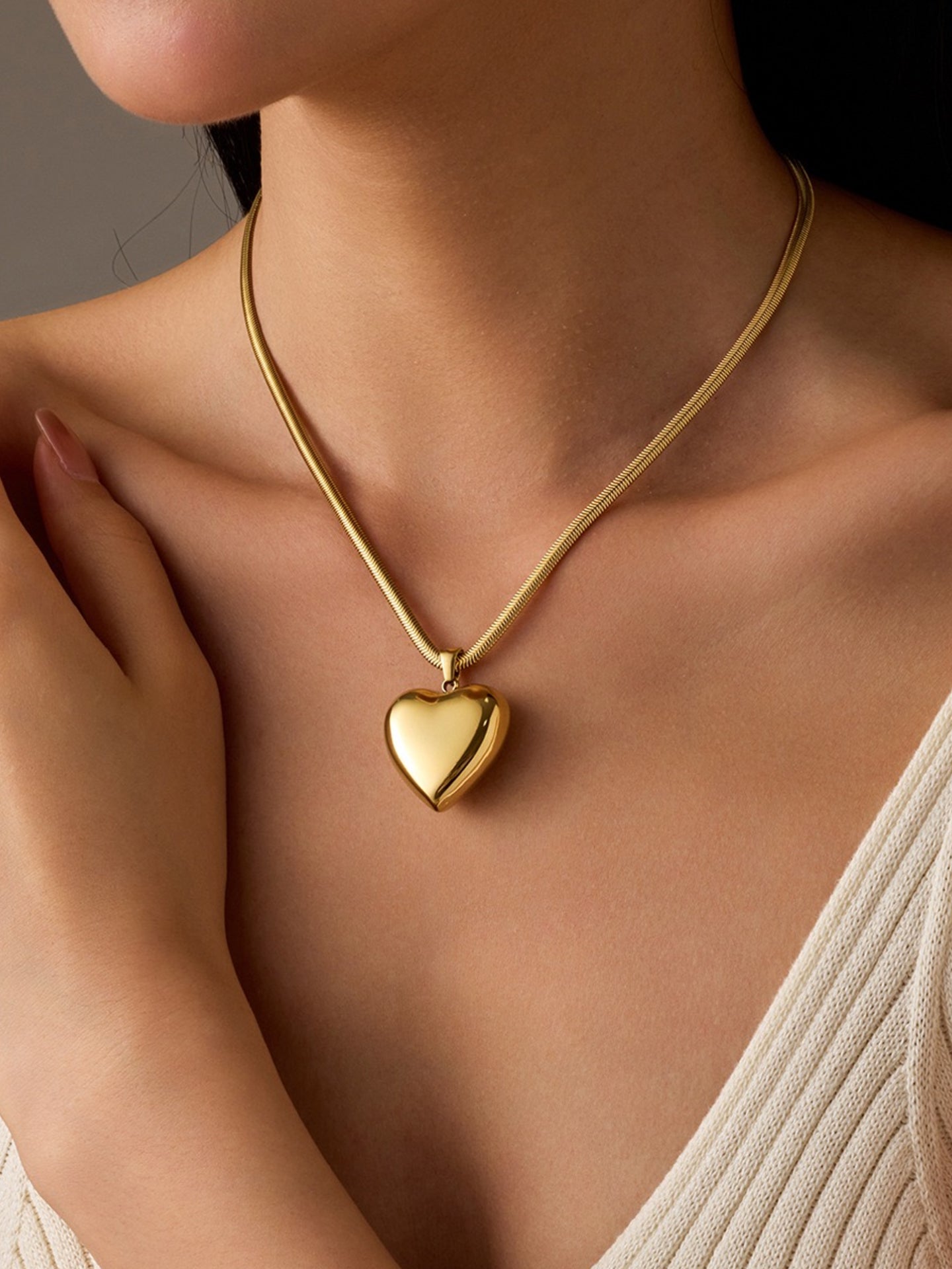 Heart Pendant Snake Chain