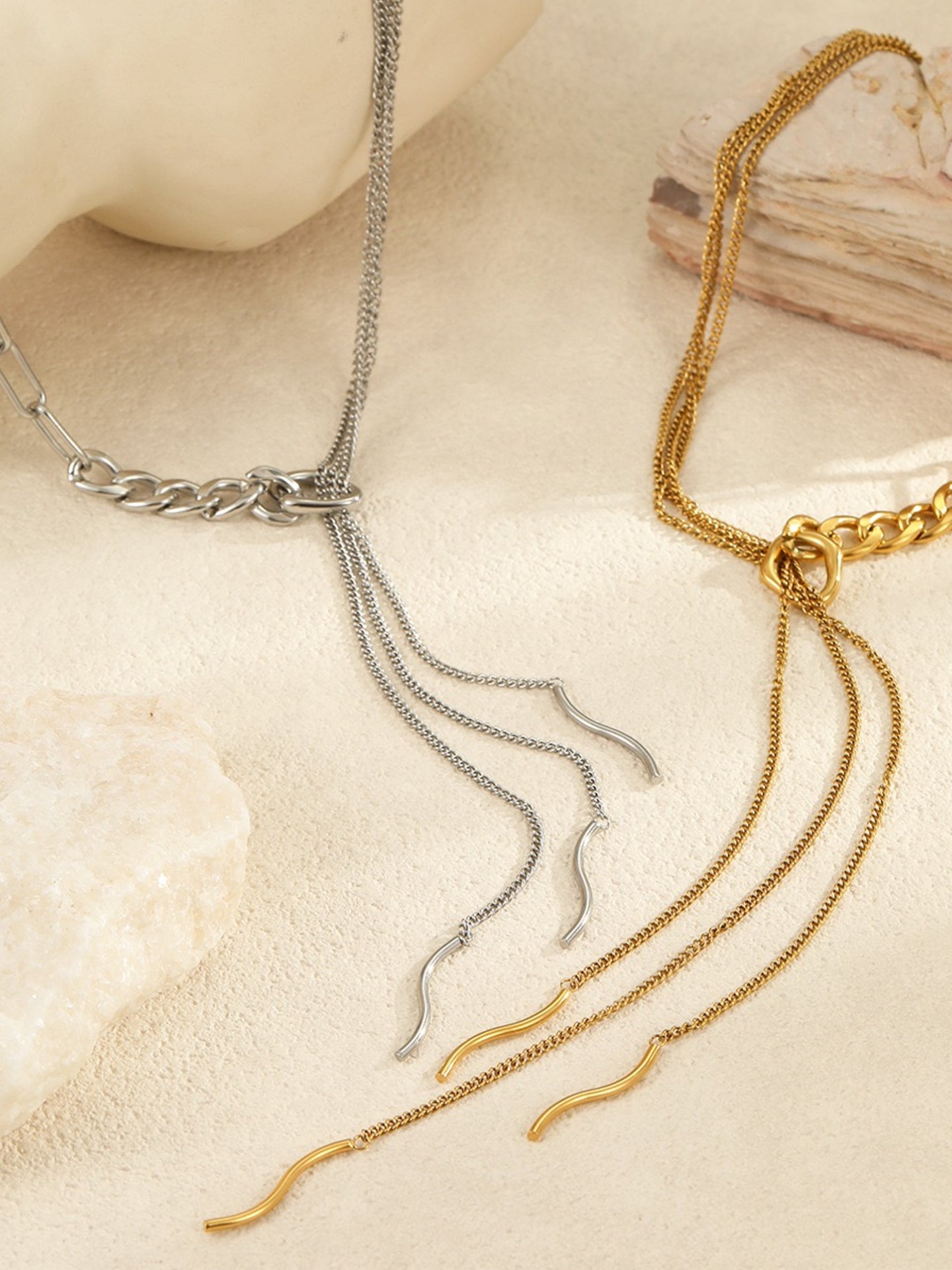 CASCADING Y-FRINGE NECKLACE