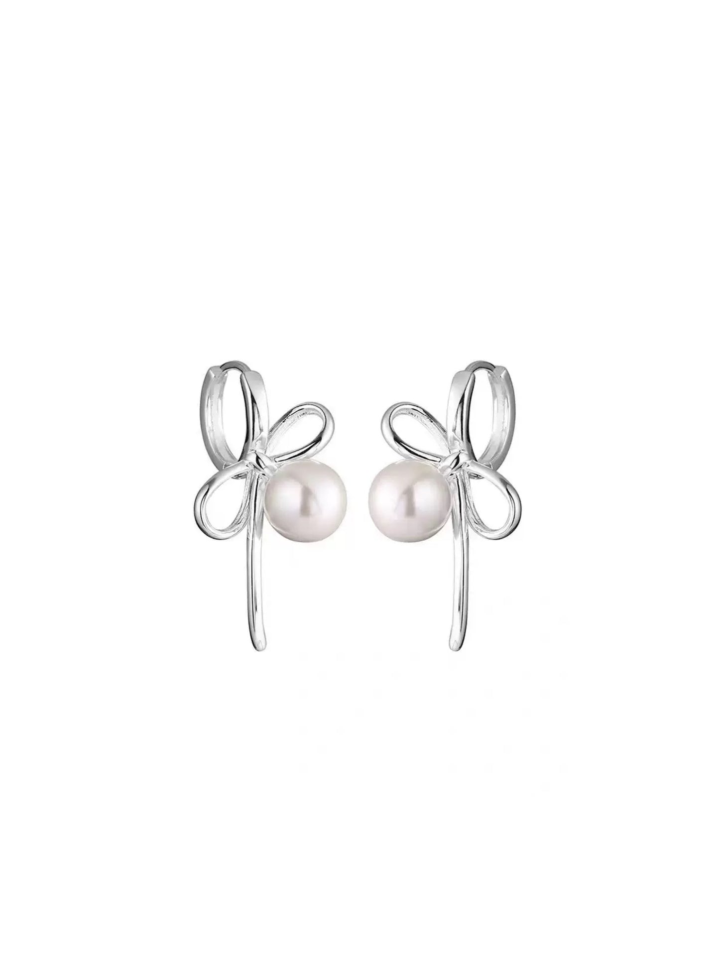 BUTTERFLY PEARL SILVER EARRINGS
