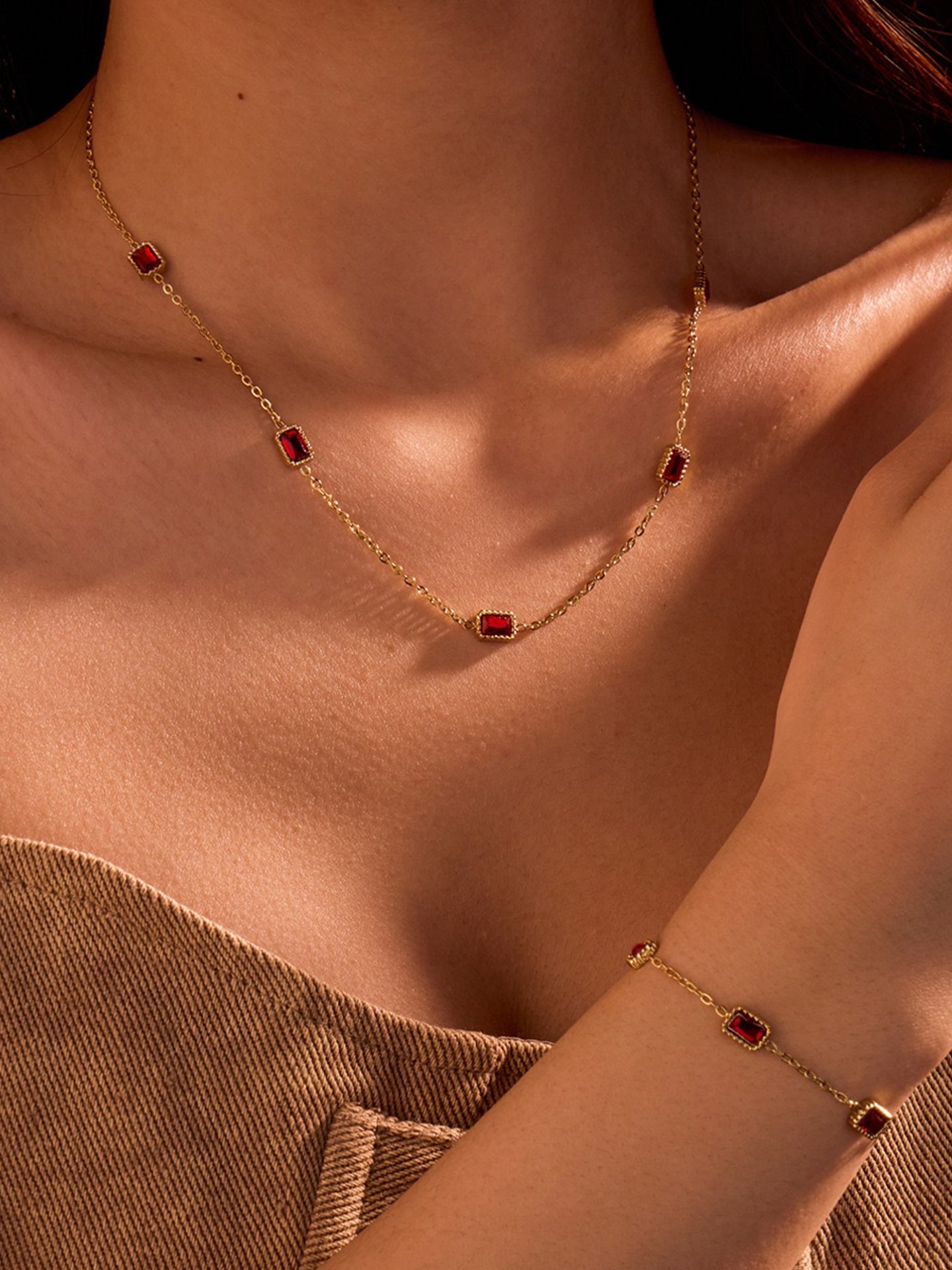 RED ZIRCON JEWELRY SET