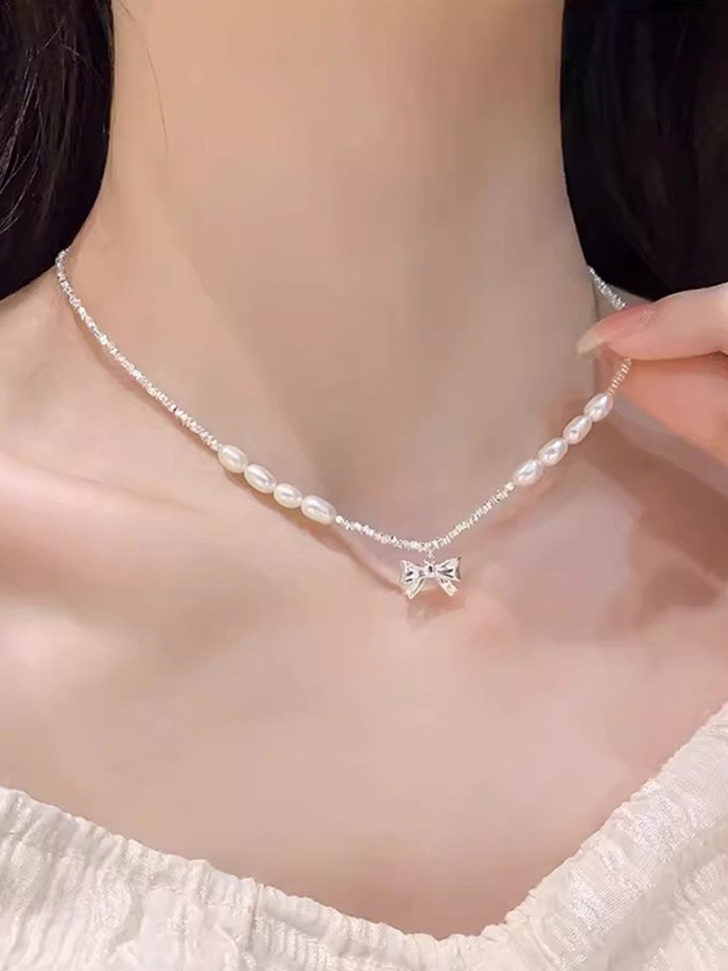 BOW PEARL NECKLACE