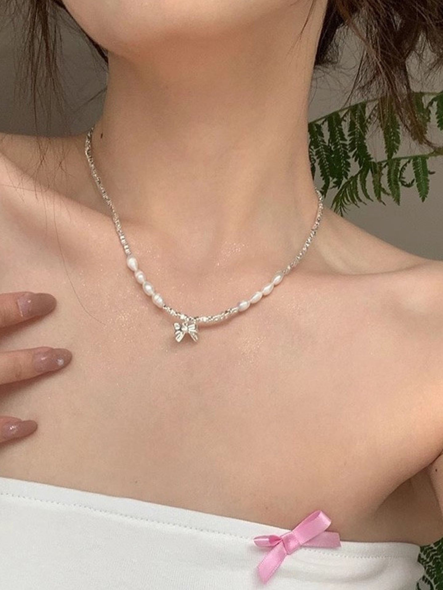 BOW PEARL NECKLACE