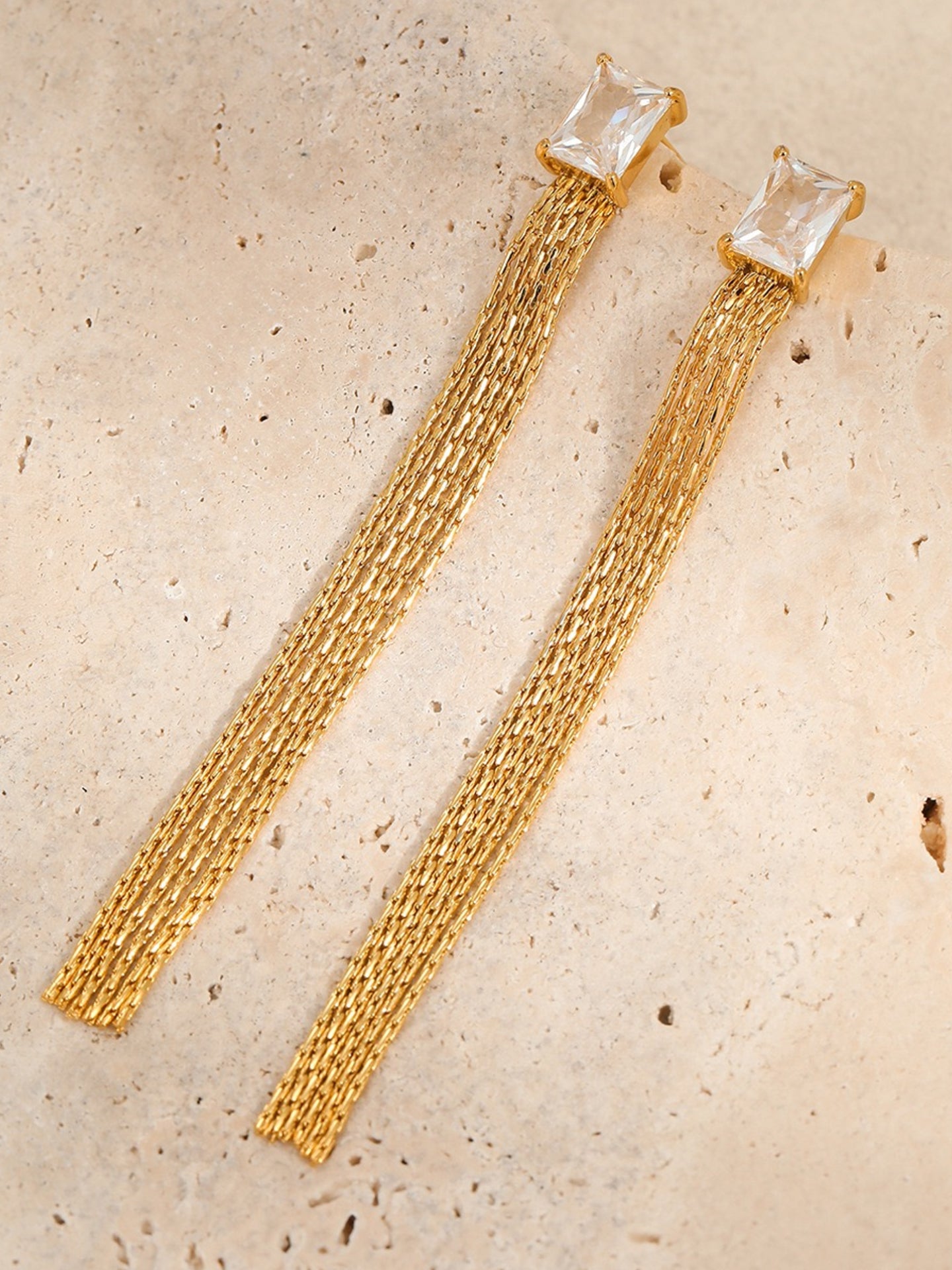 ZIRCON TASSEL EARRINGS