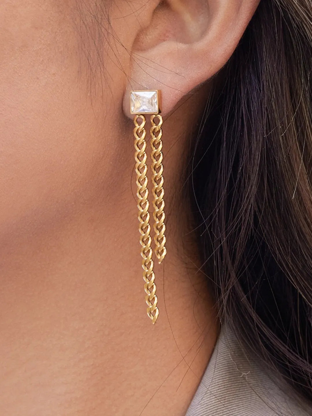 ZIRCON TASSEL EARRINGS