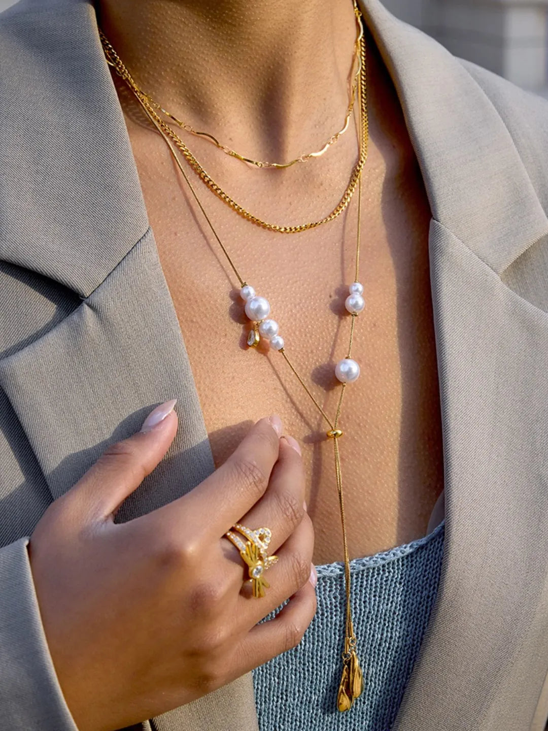 FAUX PEARL TASSEL NECKLACE