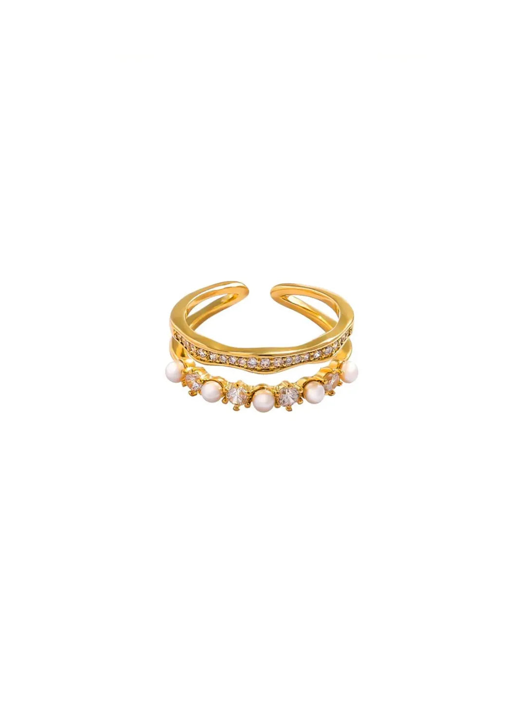 ZIRCON PEARL OPEN RING