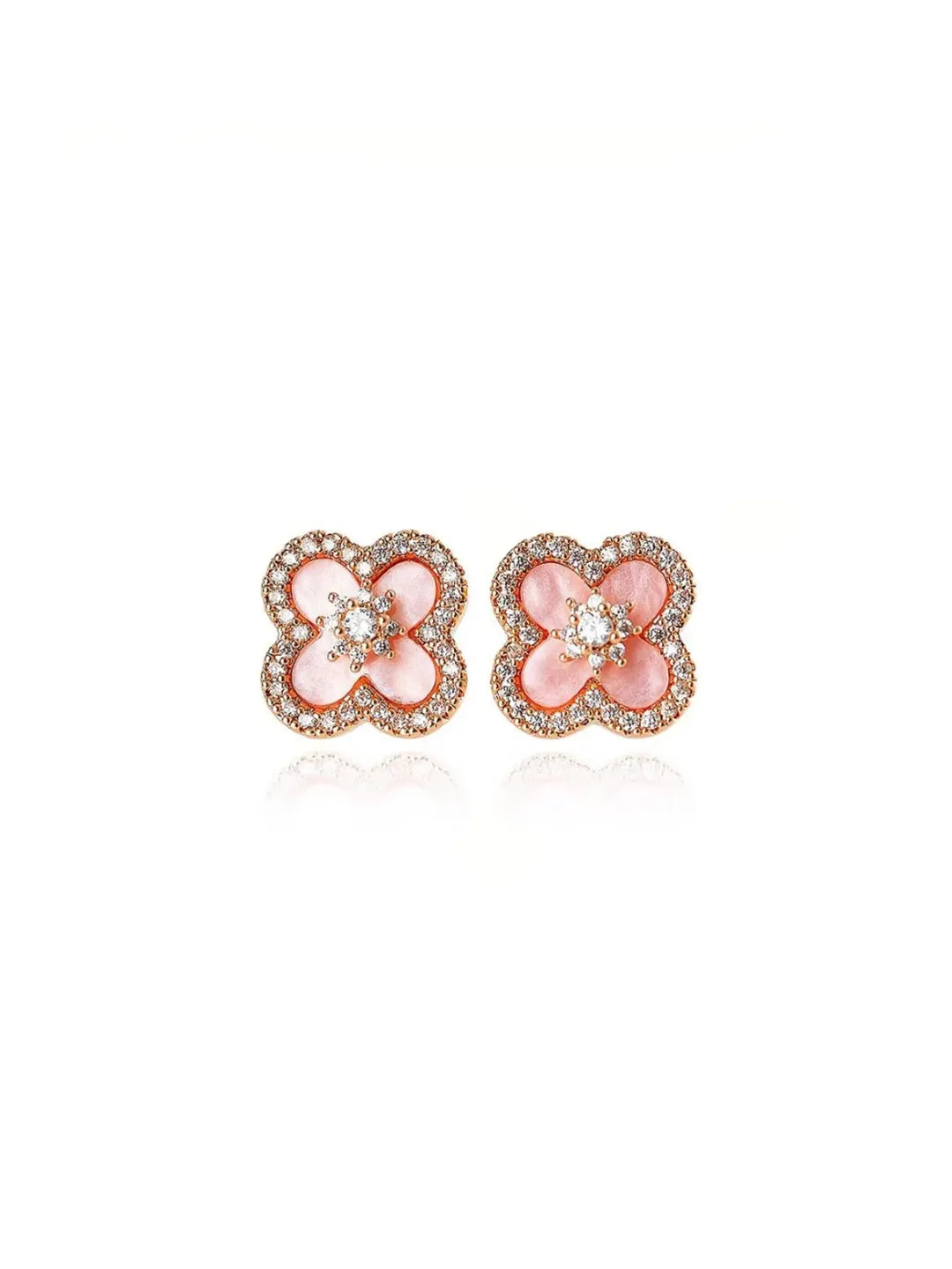PINK FOUR LEAF CLOVER EARRINGS