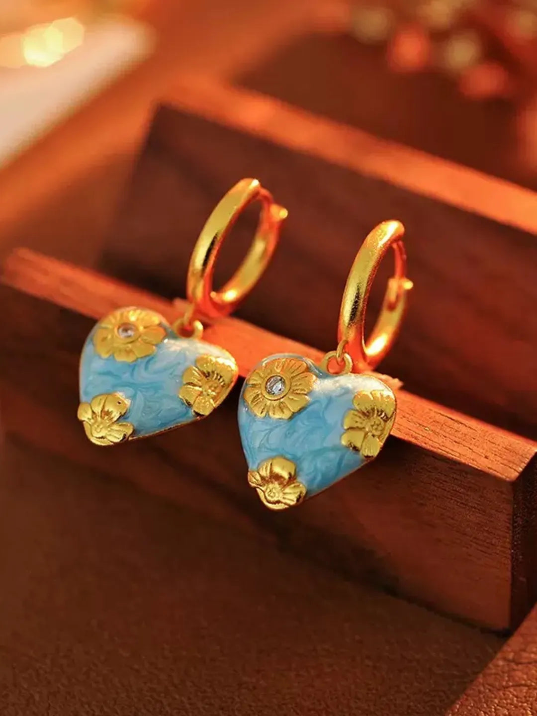SKY BLUE CARVED EARRINGS