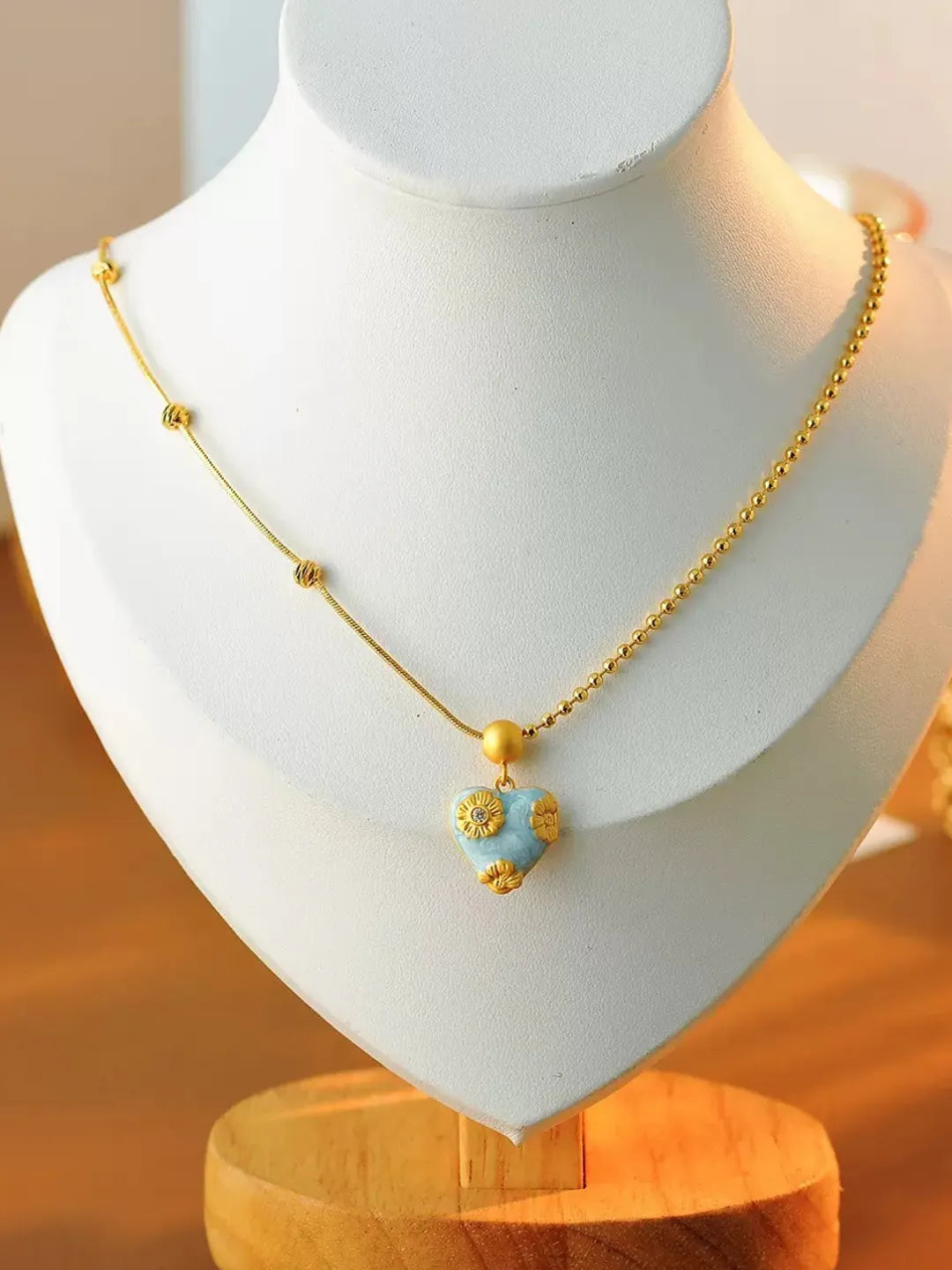 SKY BLUE CARVED NECKLACE