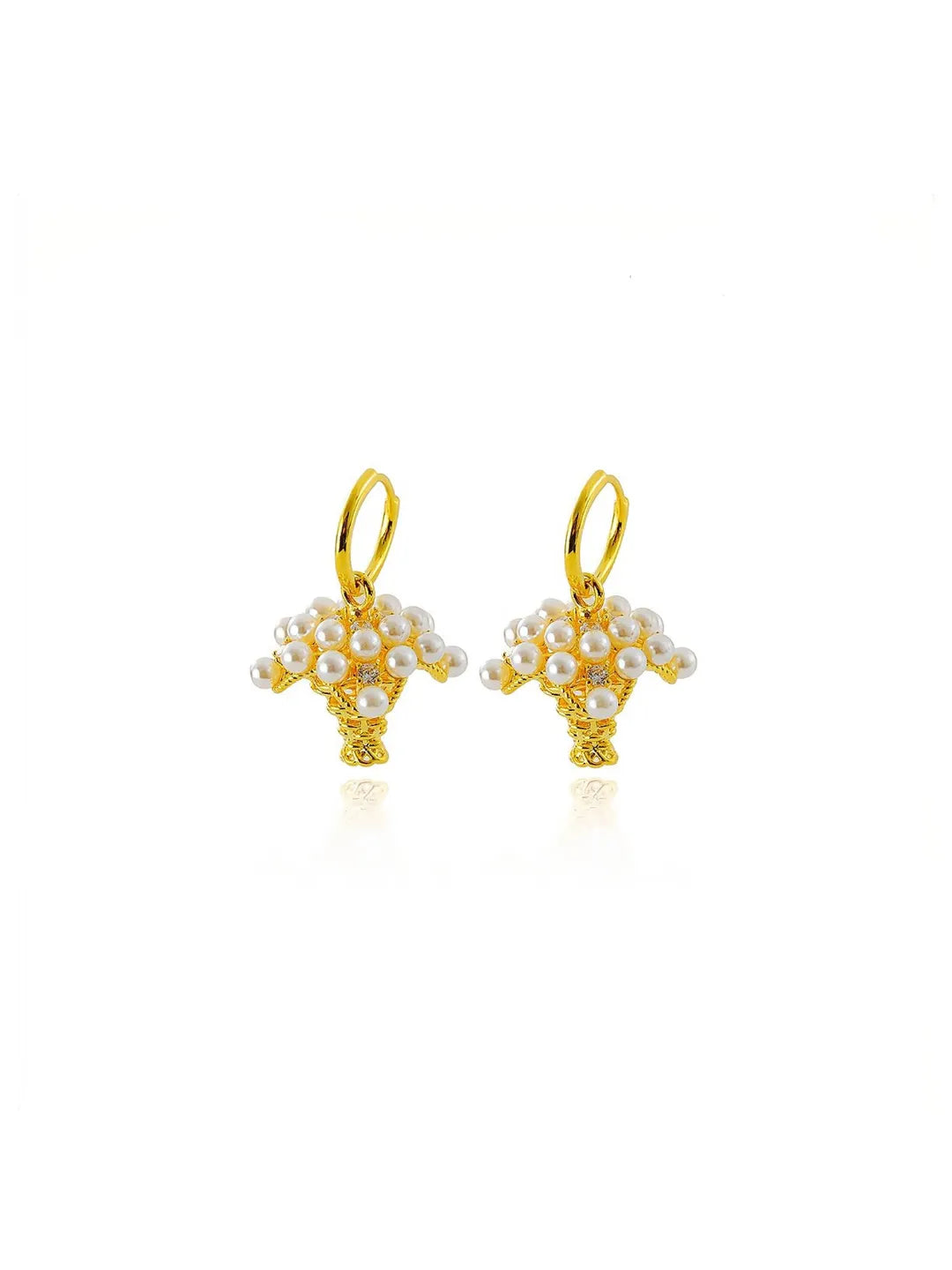 PEARL ZIRCON BASKET EARRINGS