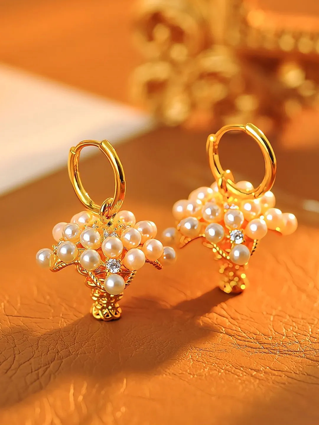PEARL ZIRCON BASKET EARRINGS