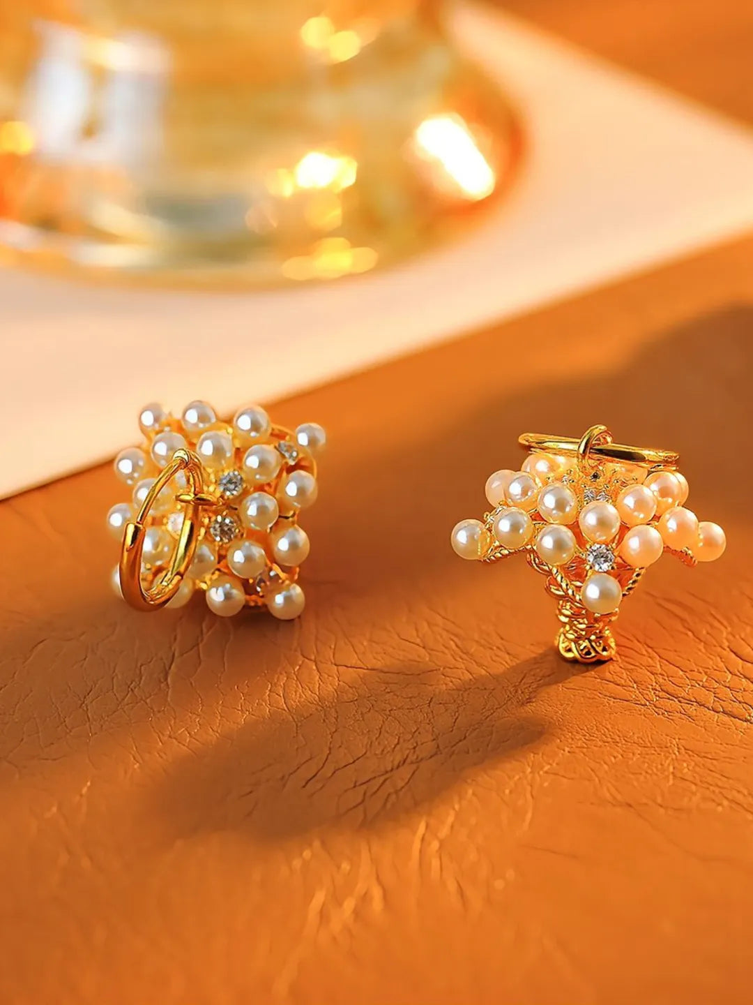 PEARL ZIRCON BASKET EARRINGS