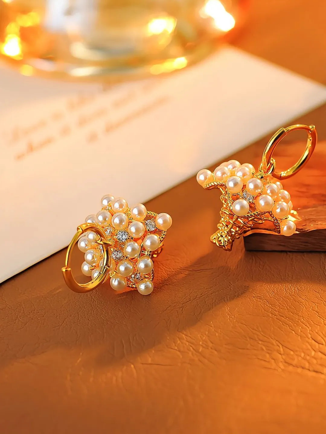 PEARL ZIRCON BASKET EARRINGS