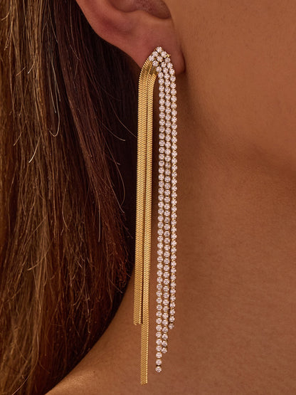 ZIRCON TASSEL EARRINGS