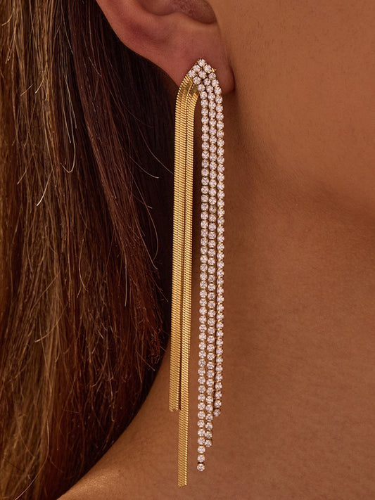 ZIRCON TASSEL EARRINGS