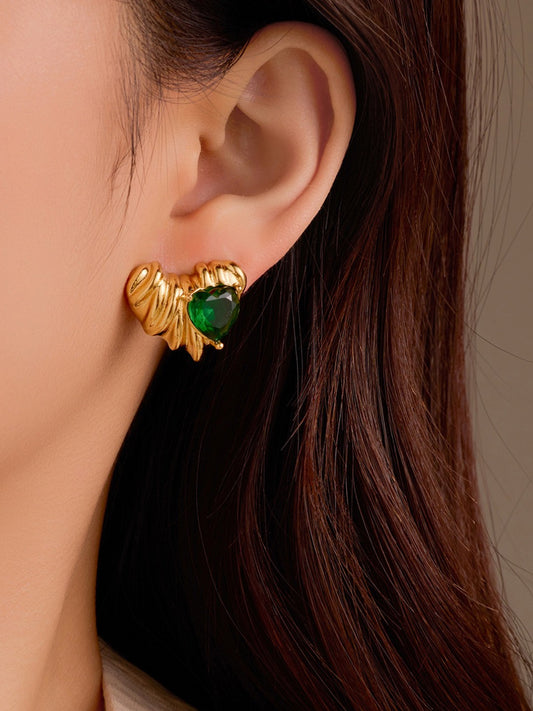 ZIRCON HEART EARRINGS