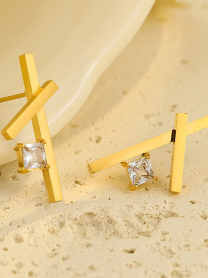 LINE CROSS EARRINGS