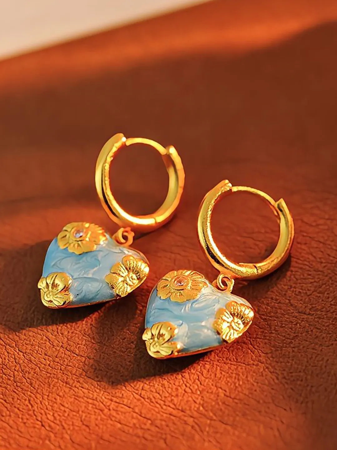 SKY BLUE CARVED EARRINGS